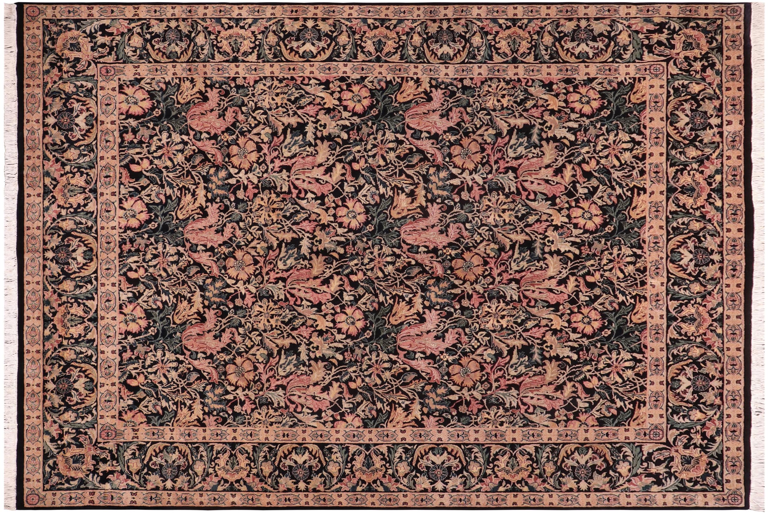 handmade Transitional Gulshanayub Black Red Hand Knotted RECTANGLE 100% WOOL area rug 9' x 12'