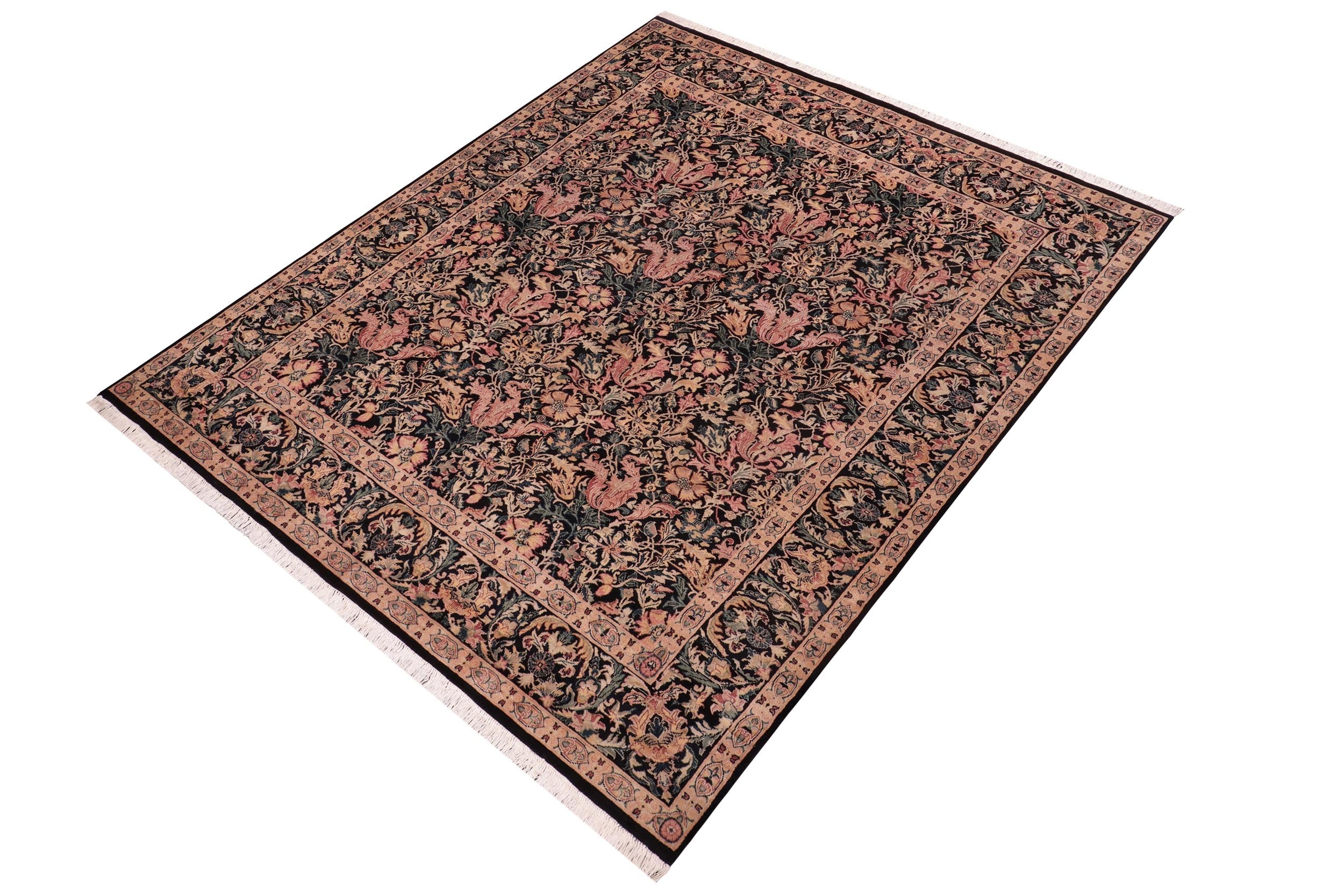 handmade Transitional Gulshanayub Black Red Hand Knotted RECTANGLE 100% WOOL area rug 9' x 12'