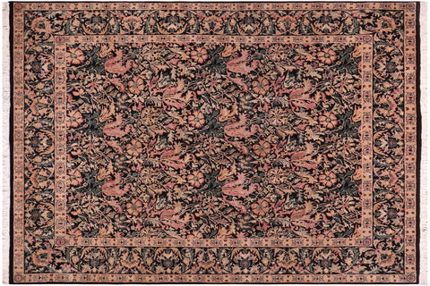 handmade Transitional Gulshanayub Black Red Hand Knotted RECTANGLE 100% WOOL area rug 9' x 12'