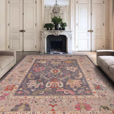 handmade Traditional Oushak Gray Beige Hand Knotted RECTANGLE 100% WOOL area rug 12X15