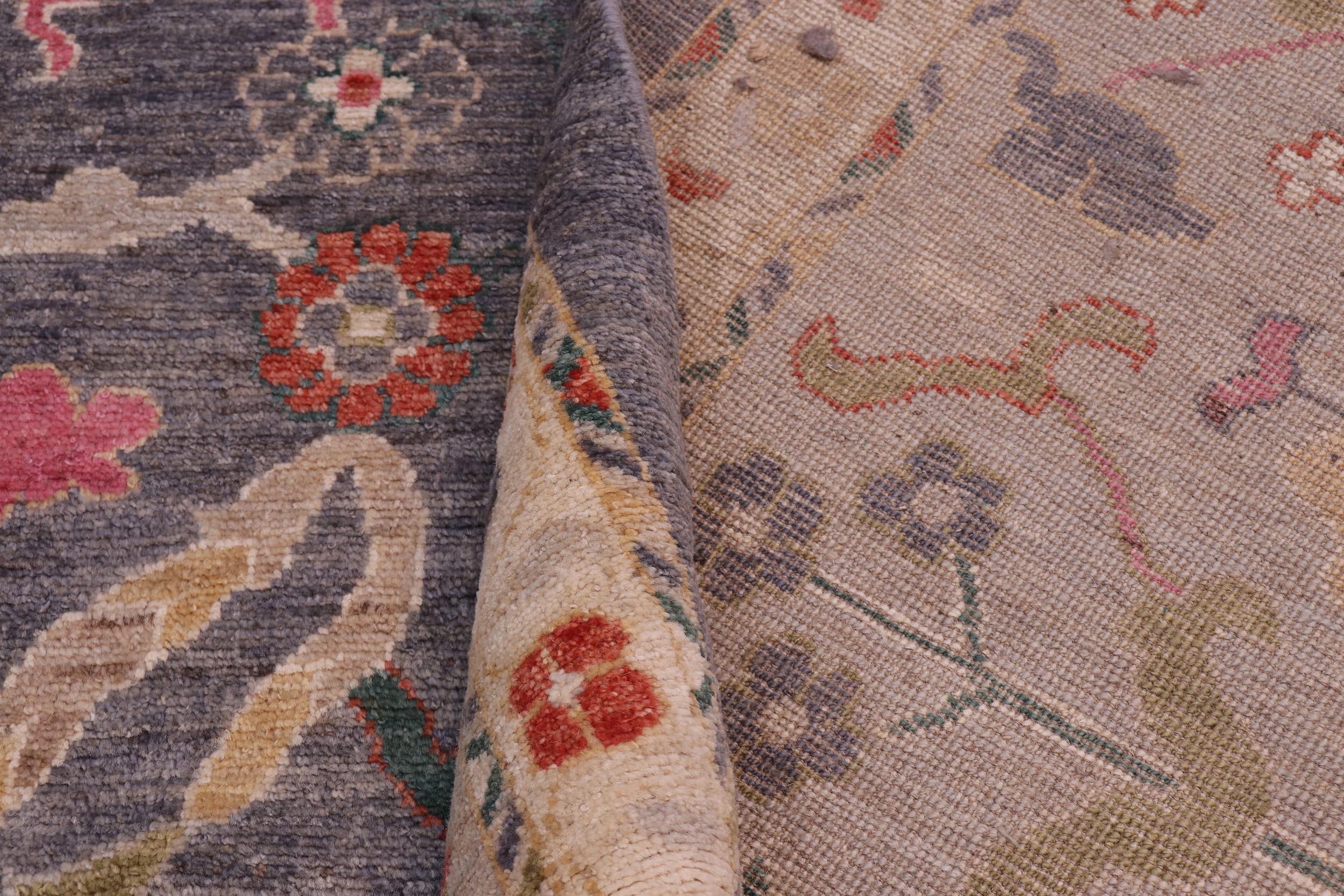 handmade Traditional Oushak Gray Beige Hand Knotted RECTANGLE 100% WOOL area rug 12' x 15'