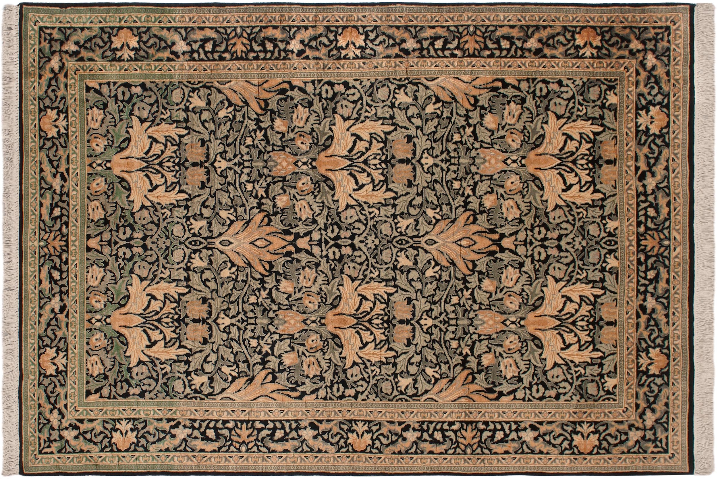 handmade Transitional Snakehead Black Green Hand Knotted RECTANGLE 100% WOOL area rug 4' x 6'