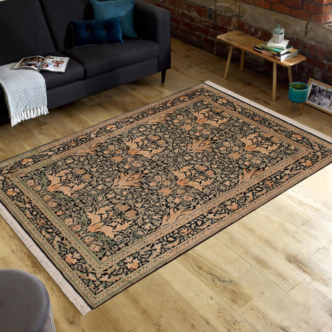 handmade Transitional Snakehead Black Green Hand Knotted RECTANGLE 100% WOOL area rug 4' x 6'