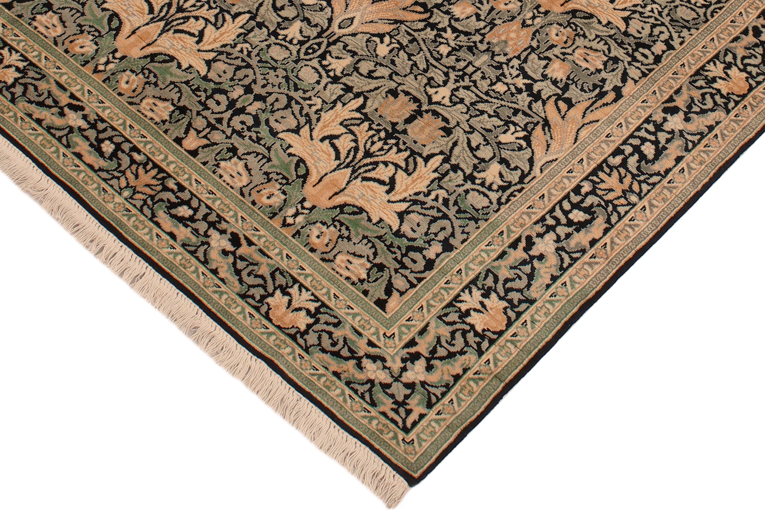 handmade Transitional Snakehead Black Green Hand Knotted RECTANGLE 100% WOOL area rug 4' x 6'