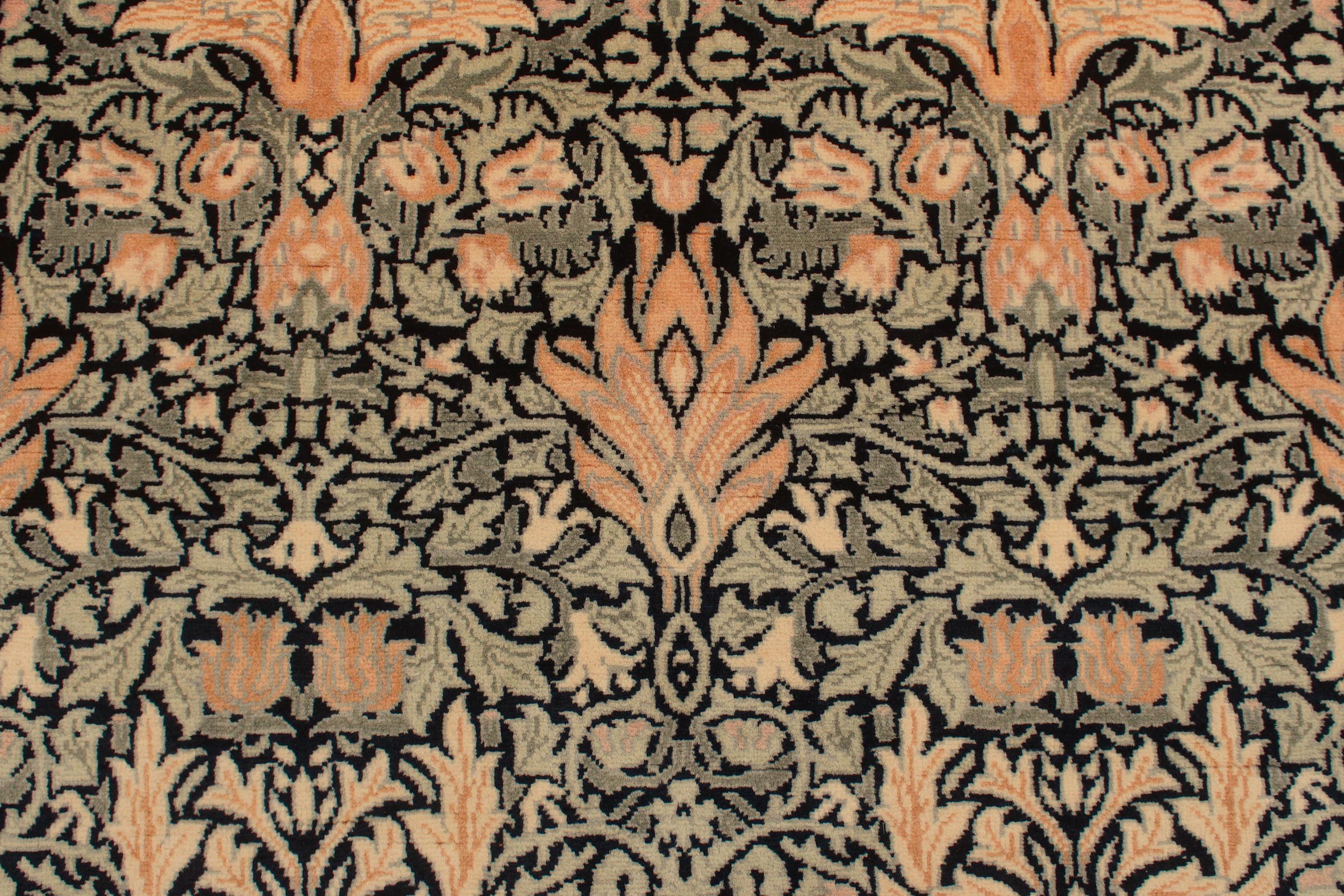 handmade Transitional Snakehead Black Green Hand Knotted RECTANGLE 100% WOOL area rug 4' x 6'