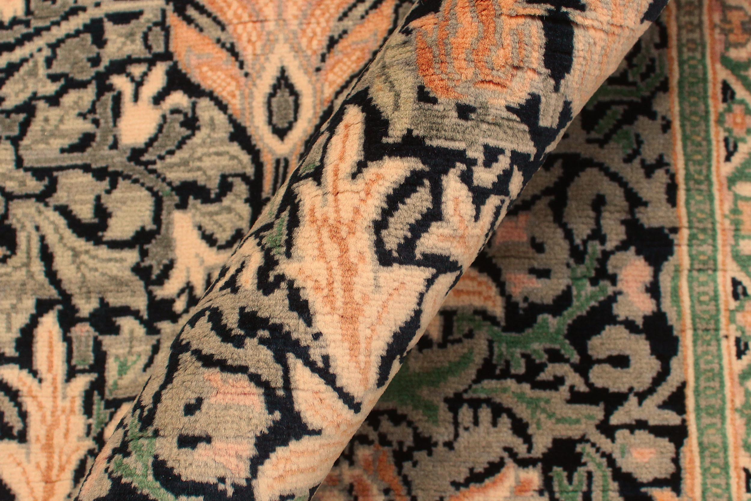 handmade Transitional Snakehead Black Green Hand Knotted RECTANGLE 100% WOOL area rug 4' x 6'
