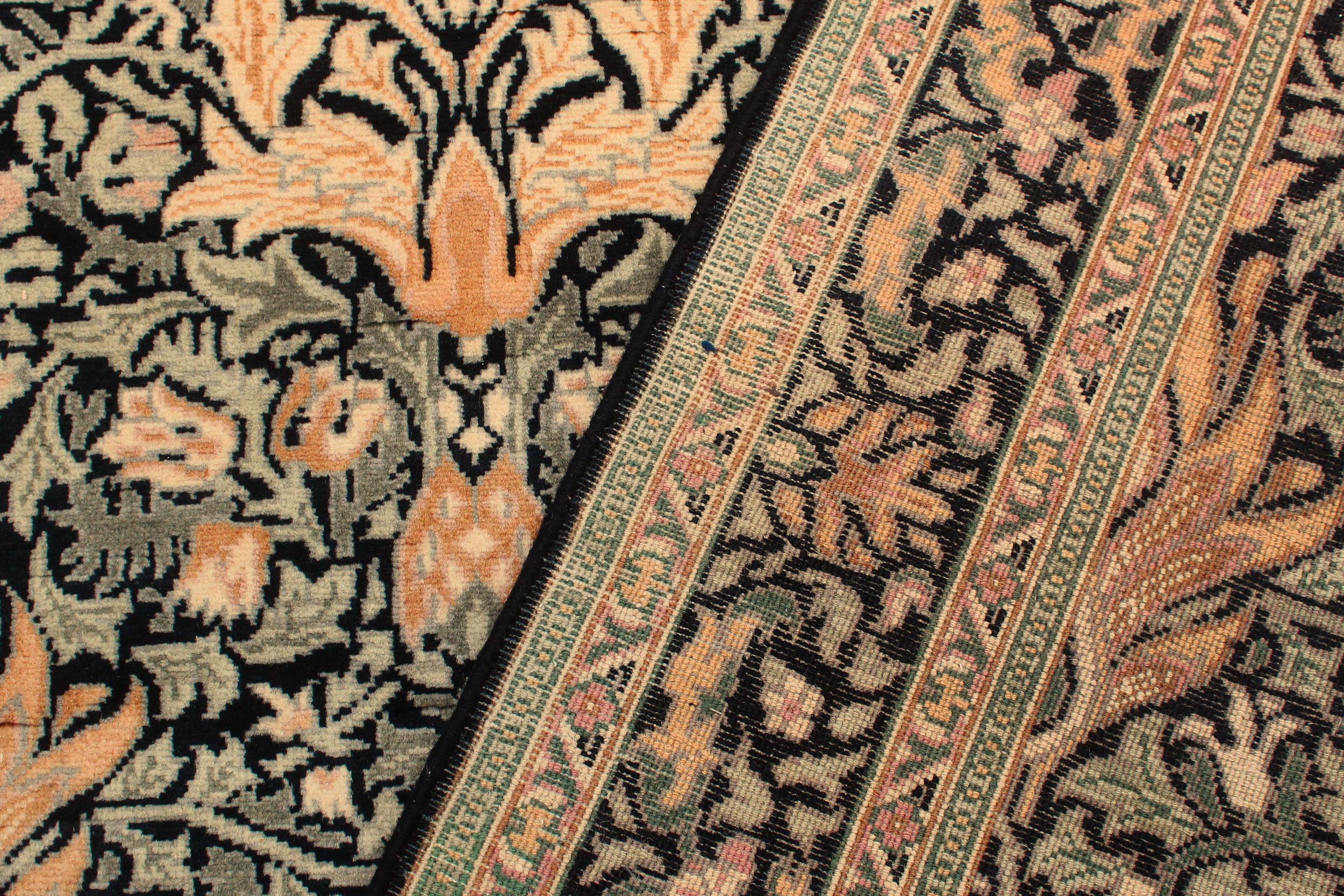 handmade Transitional Snakehead Black Green Hand Knotted RECTANGLE 100% WOOL area rug 4' x 6'