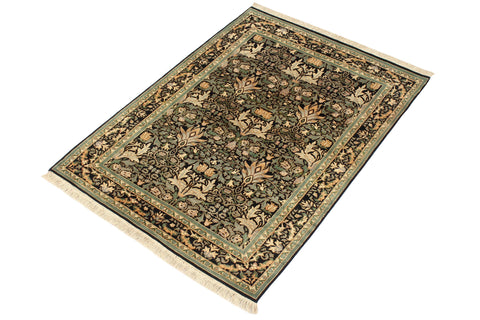 handmade Transitional Snakehead Black Green Hand Knotted RECTANGLE 100% WOOL area rug 4' x 6'