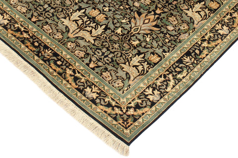 handmade Transitional Snakehead Black Green Hand Knotted RECTANGLE 100% WOOL area rug 4' x 6'