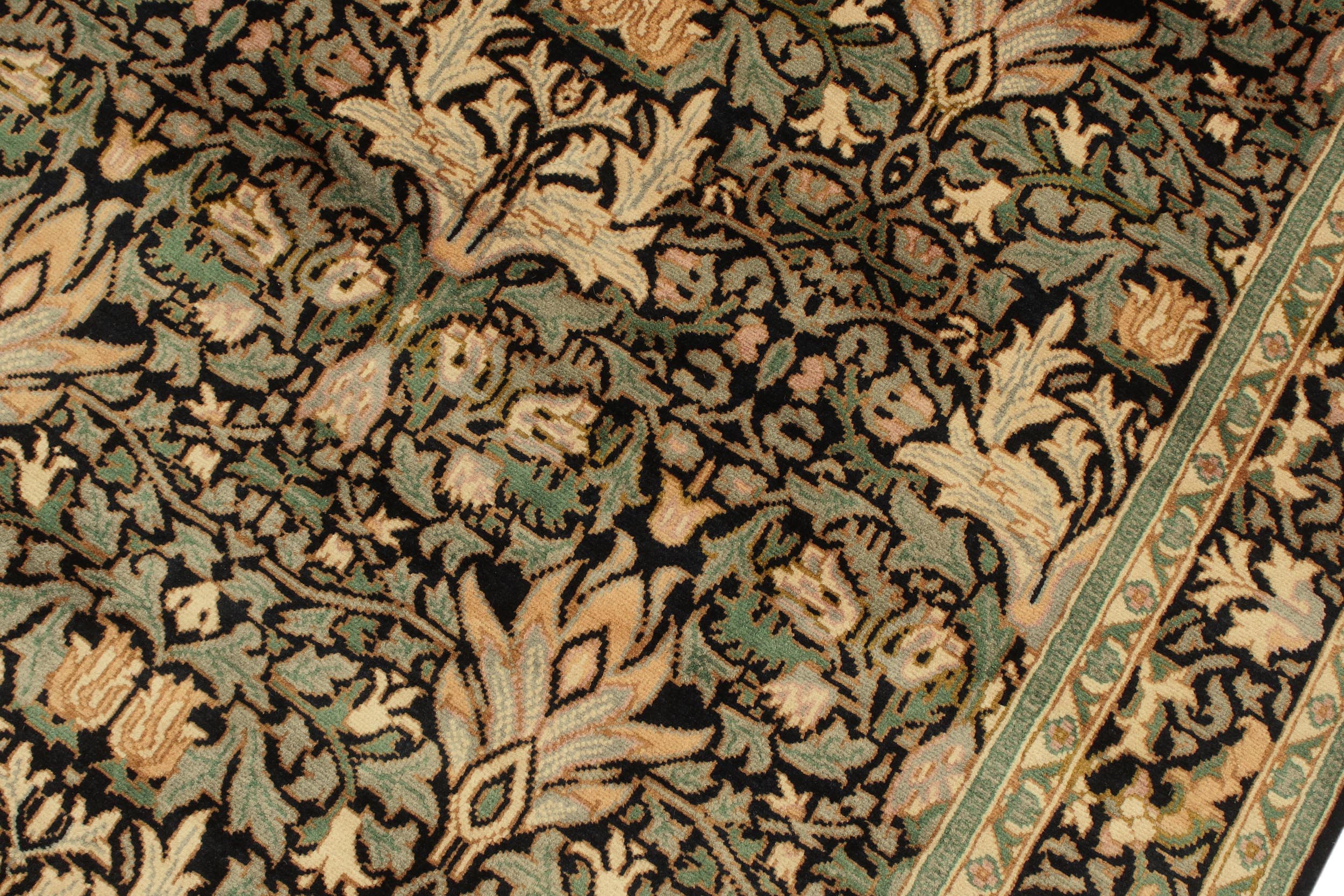 handmade Transitional Snakehead Black Green Hand Knotted RECTANGLE 100% WOOL area rug 4' x 6'