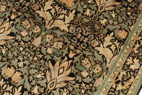handmade Transitional Snakehead Black Green Hand Knotted RECTANGLE 100% WOOL area rug 4' x 6'