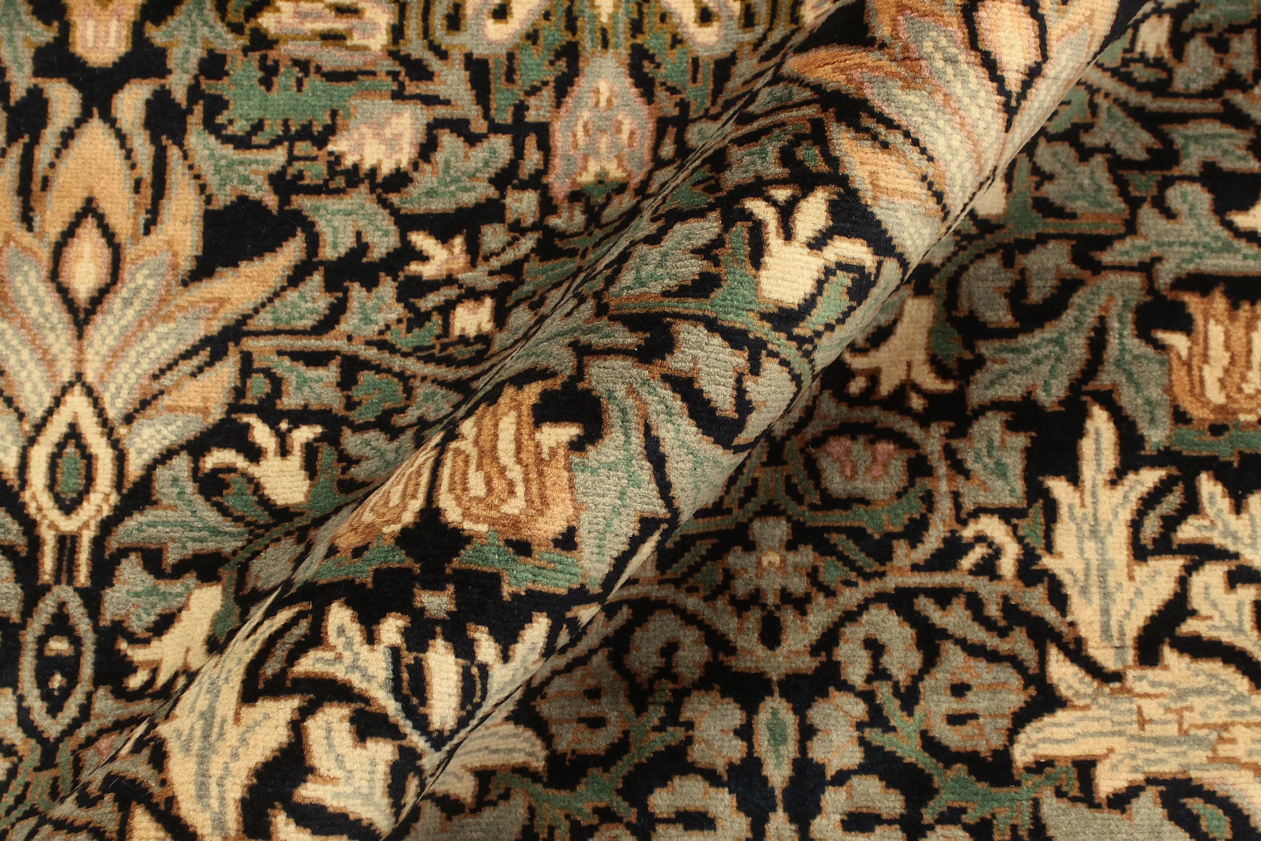 handmade Transitional Snakehead Black Green Hand Knotted RECTANGLE 100% WOOL area rug 4' x 6'