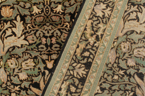 handmade Transitional Snakehead Black Green Hand Knotted RECTANGLE 100% WOOL area rug 4' x 6'