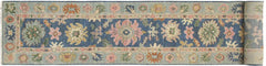 handmade Traditional Oushak Blue Beige Hand Knotted RUNNER 100% WOOL area rug 3X19