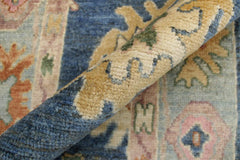 handmade Traditional Oushak Blue Beige Hand Knotted RUNNER 100% WOOL area rug 3X19