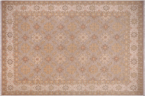 handmade Transitional Kafkaz Gray Beige Hand Knotted RECTANGLE 100% WOOL area rug 10' x 14'