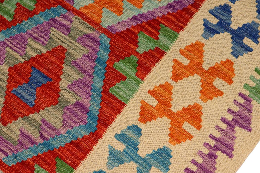 Flat Weave Kilim Antique Navaho Vintage handmade Geometric Kilim Rust Beige Hand-Woven Rectangle 100% Wool Area Rug 3x5 