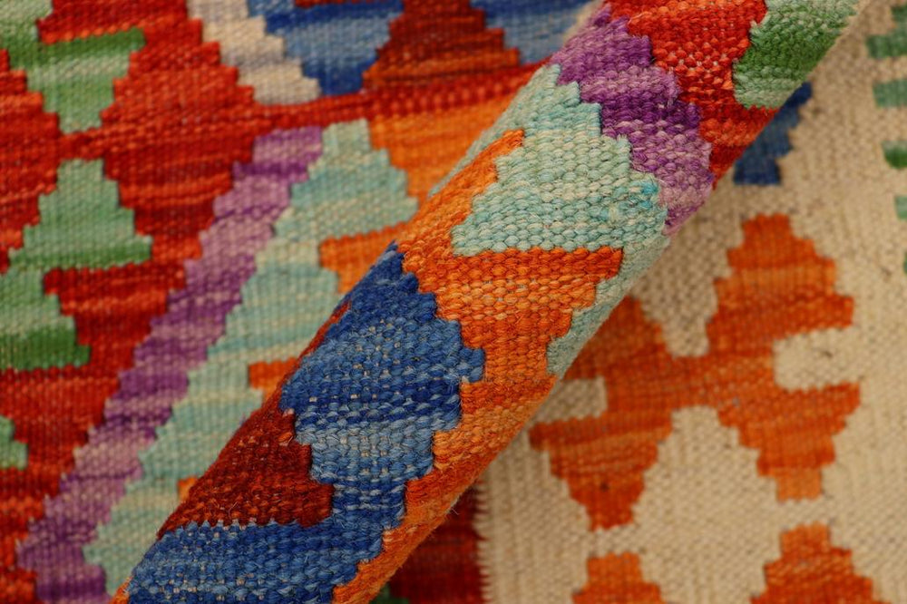 Flat Weave Kilim Antique Navaho Vintage handmade Geometric Kilim Rust Beige Hand-Woven Rectangle 100% Wool Area Rug 3x5 