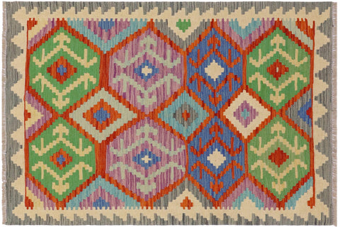 handmade Geometric Kilim Rust Gray Hand-Woven RECTANGLE 100% WOOL area rug 3 x 5