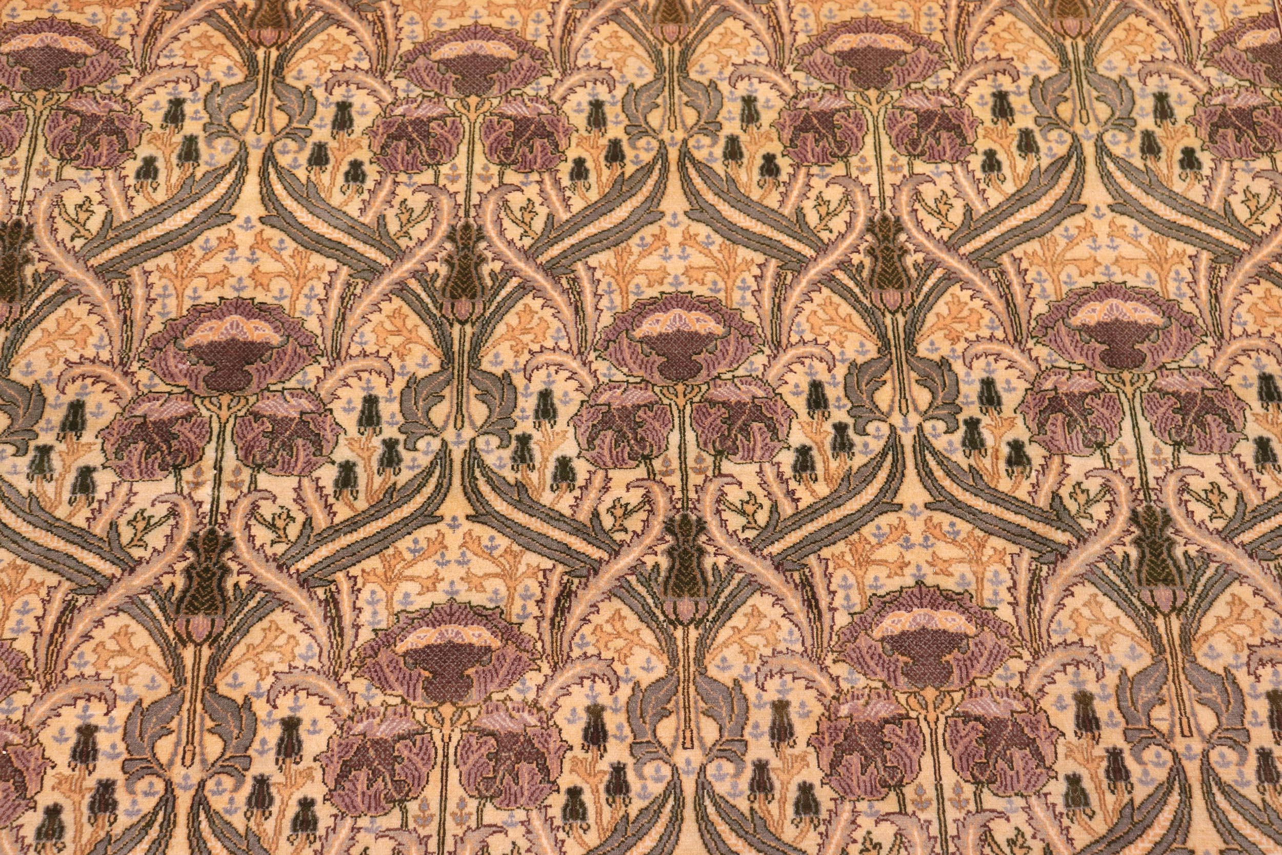 handmade Transitional Hamjolie Gold Lt. Green Hand Knotted RECTANGLE 100% WOOL area rug 9x12