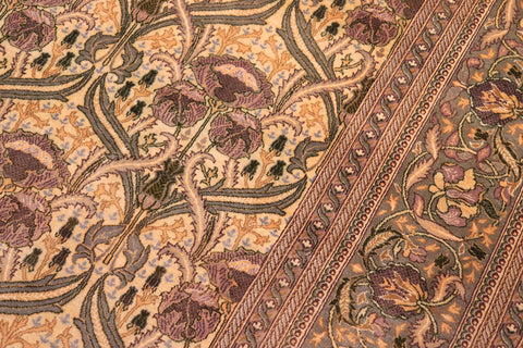 handmade Transitional Hamjolie Gold Lt. Green Hand Knotted RECTANGLE 100% WOOL area rug 9x12