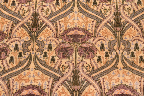 handmade Transitional Hamjolie Gold Lt. Green Hand Knotted RECTANGLE 100% WOOL area rug 9x12