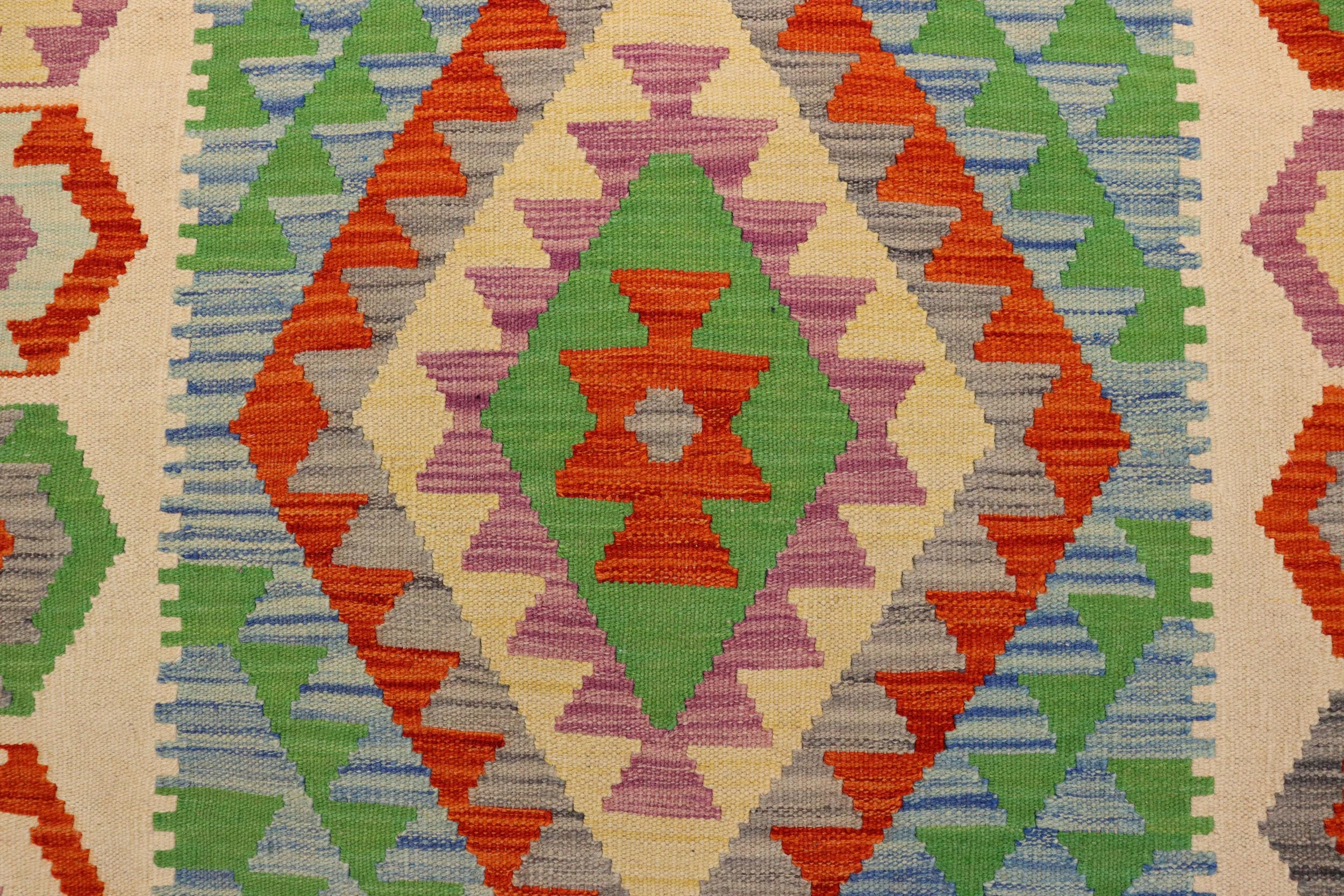 handmade Geometric Kilim Rust Beige Hand-Woven RECTANGLE 100% WOOL area rug 3' x 5'