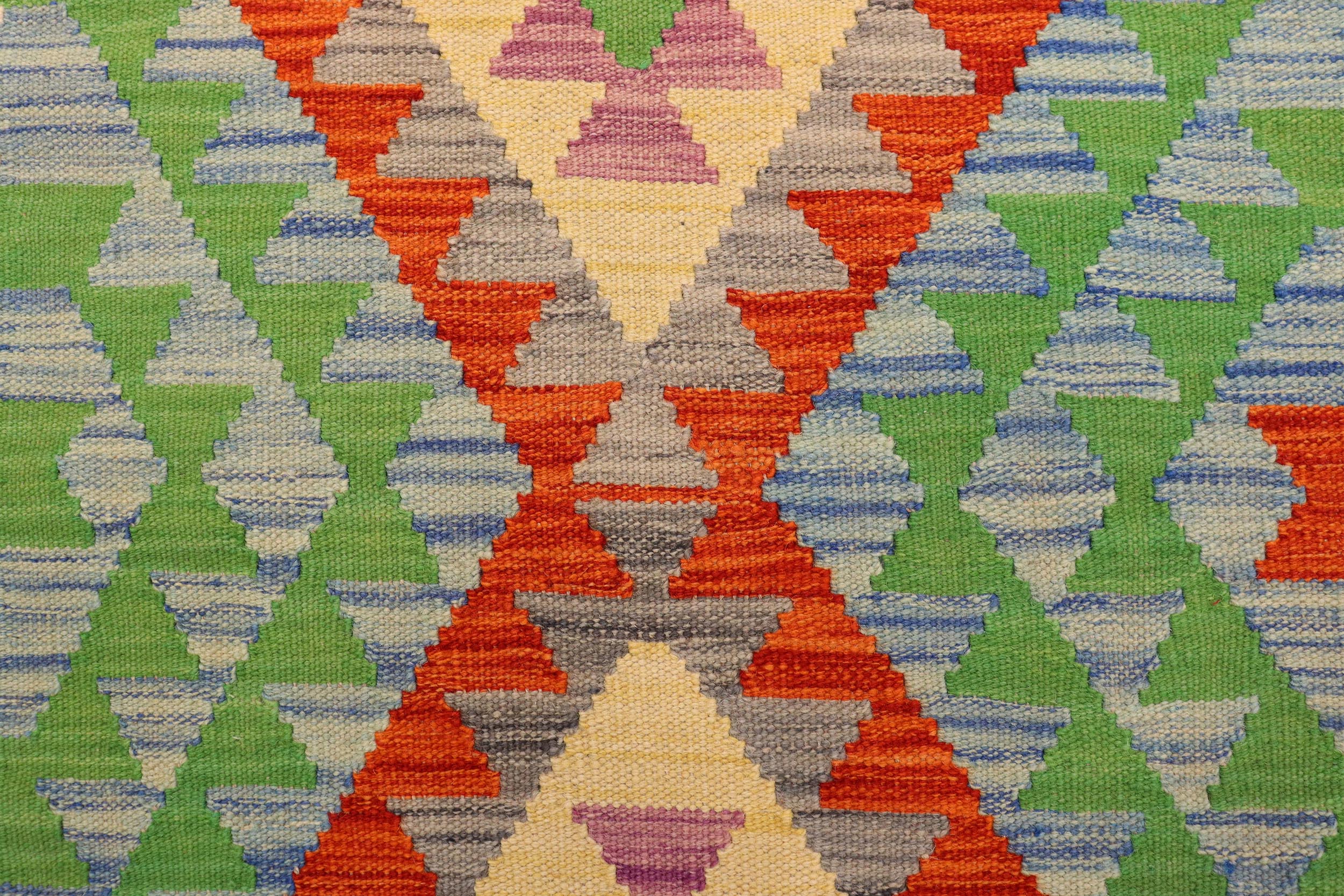 handmade Geometric Kilim Rust Beige Hand-Woven RECTANGLE 100% WOOL area rug 3' x 5'