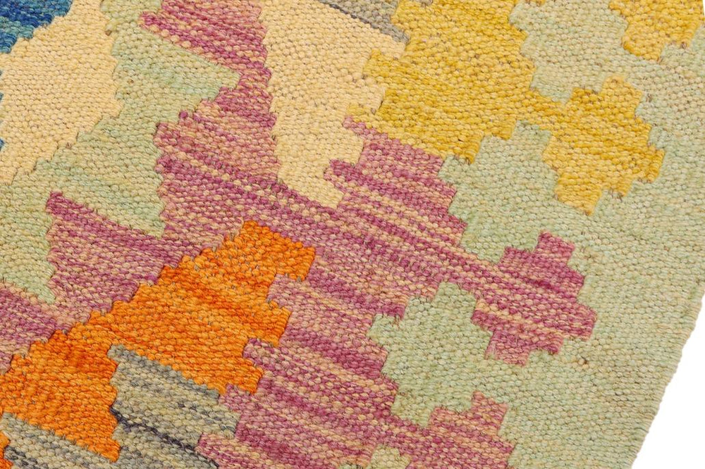 Flat Weave Kilim Antique Navaho Vintage handmade Geometric Kilim Red Blue Hand-Woven Rectangle 100% Wool Area Rug 4x6 