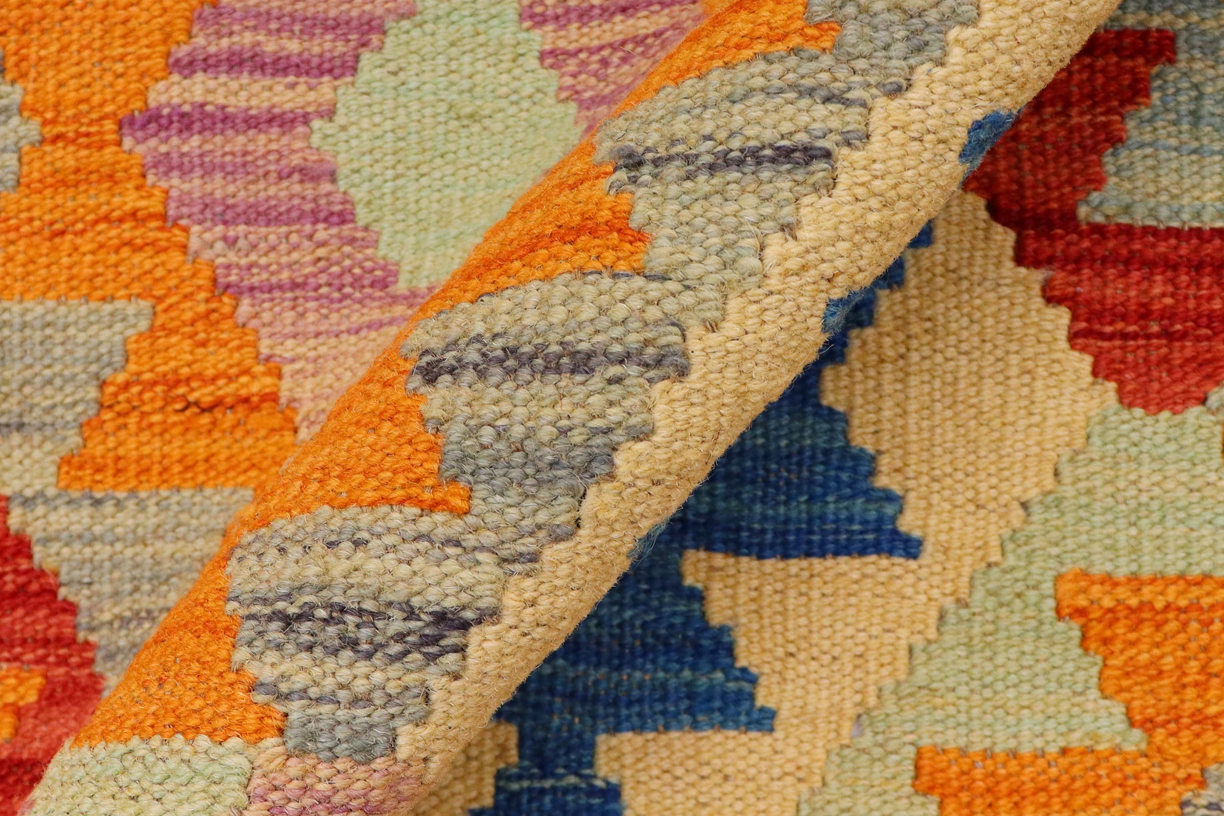 handmade Geometric Kilim Red Blue Hand-Woven RECTANGLE 100% WOOL area rug 4 x 6