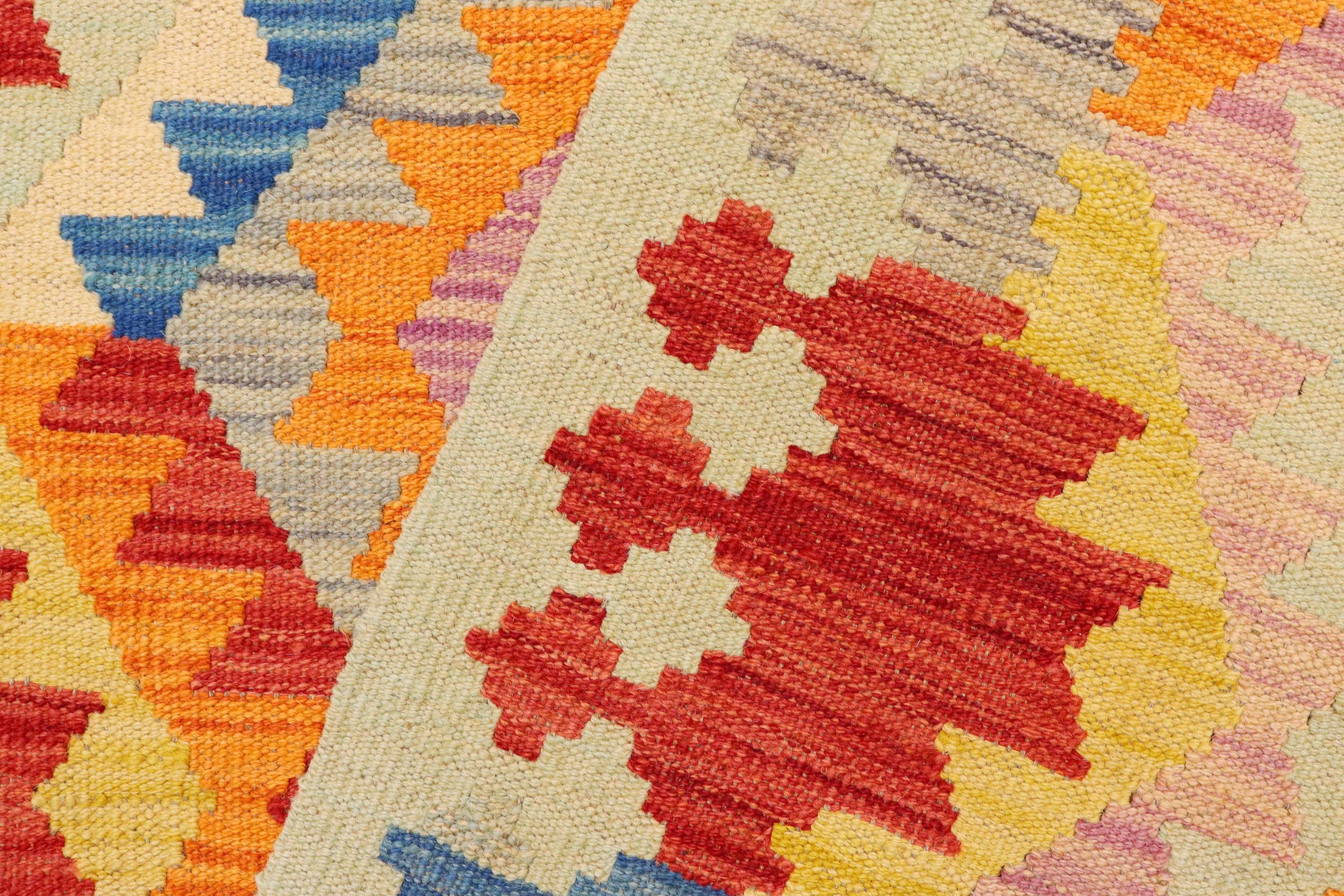 handmade Geometric Kilim Red Blue Hand-Woven RECTANGLE 100% WOOL area rug 4 x 6