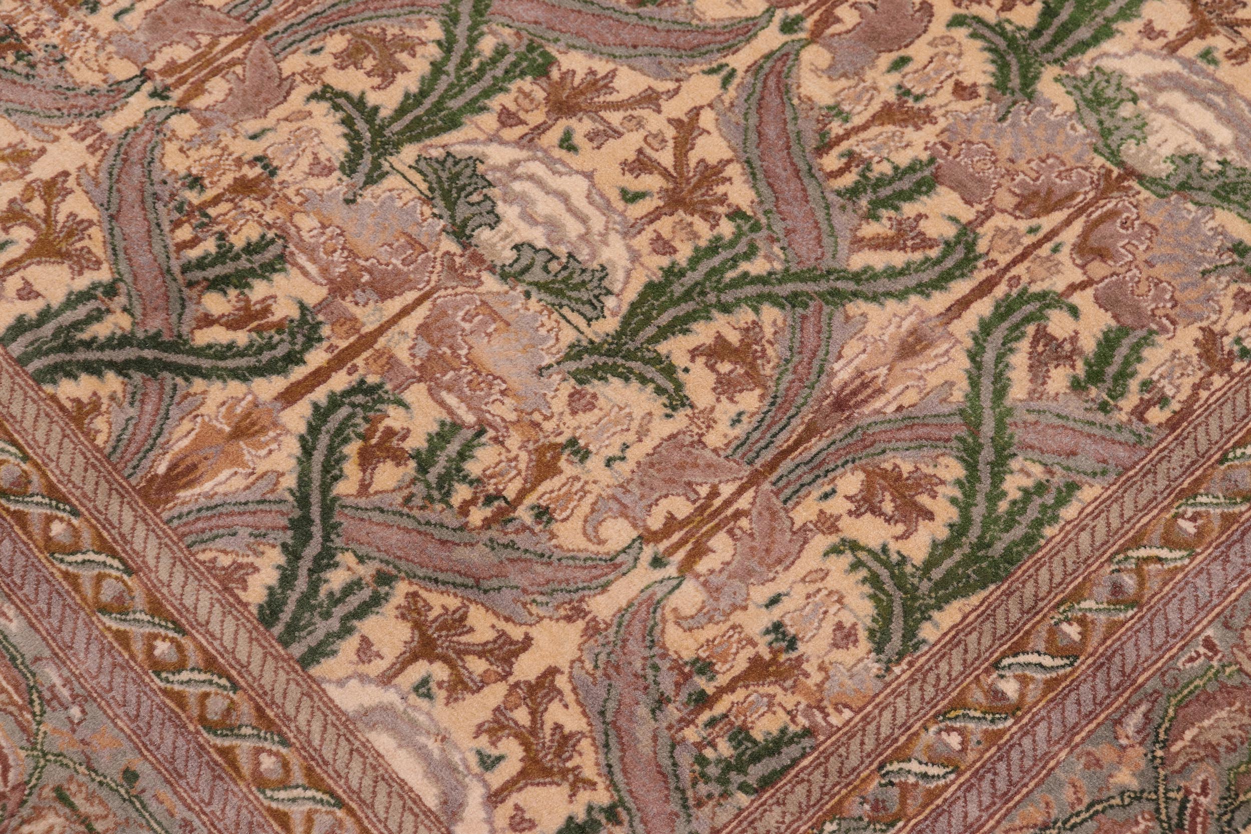 handmade Transitional Hamjolie Gold Lt. Green Hand Knotted RECTANGLE 100% WOOL area rug 9x12