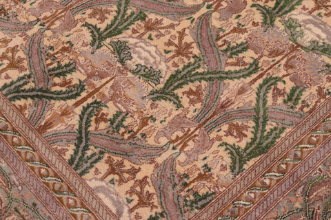 handmade Transitional Hamjolie Gold Lt. Green Hand Knotted RECTANGLE 100% WOOL area rug 9x12