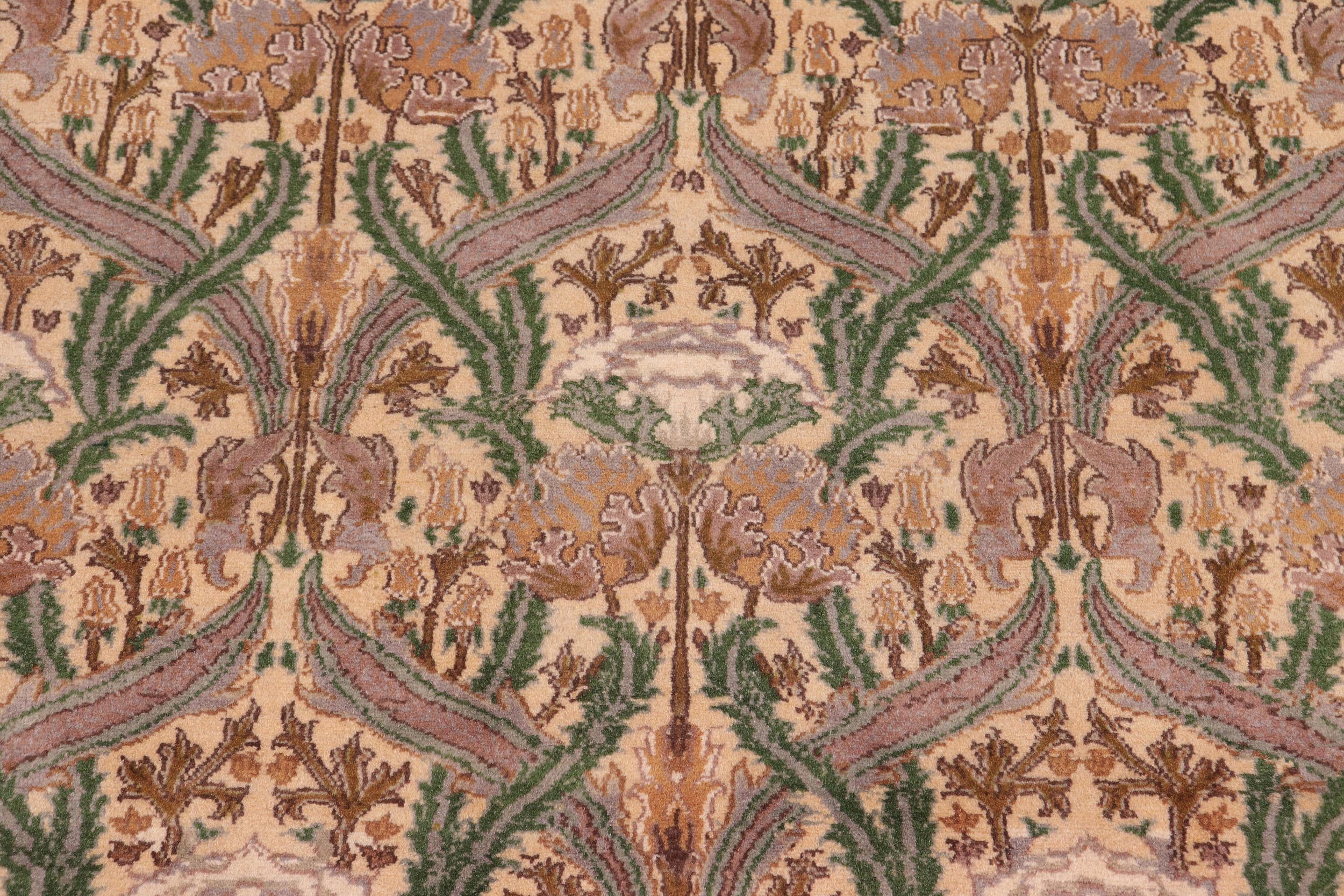 handmade Transitional Hamjolie Gold Lt. Green Hand Knotted RECTANGLE 100% WOOL area rug 9x12