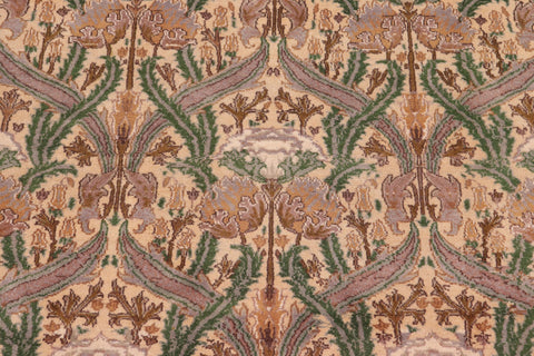 handmade Transitional Hamjolie Gold Lt. Green Hand Knotted RECTANGLE 100% WOOL area rug 9x12