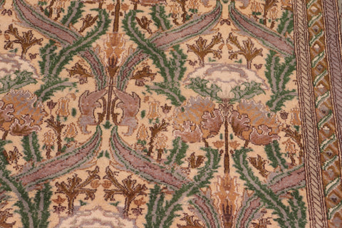 handmade Transitional Hamjolie Gold Lt. Green Hand Knotted RECTANGLE 100% WOOL area rug 9x12