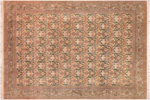 handmade Transitional Hamjolie Gold Lt. Green Hand Knotted RECTANGLE 100% WOOL area rug 9x12