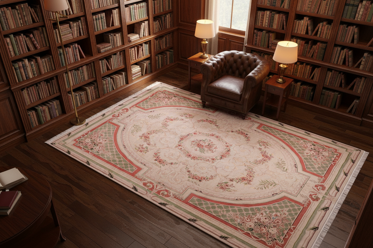 handmade Traditional Abusson Lt. Gray Green Hand Knotted RECTANGLE 100% WOOL area rug 9x12