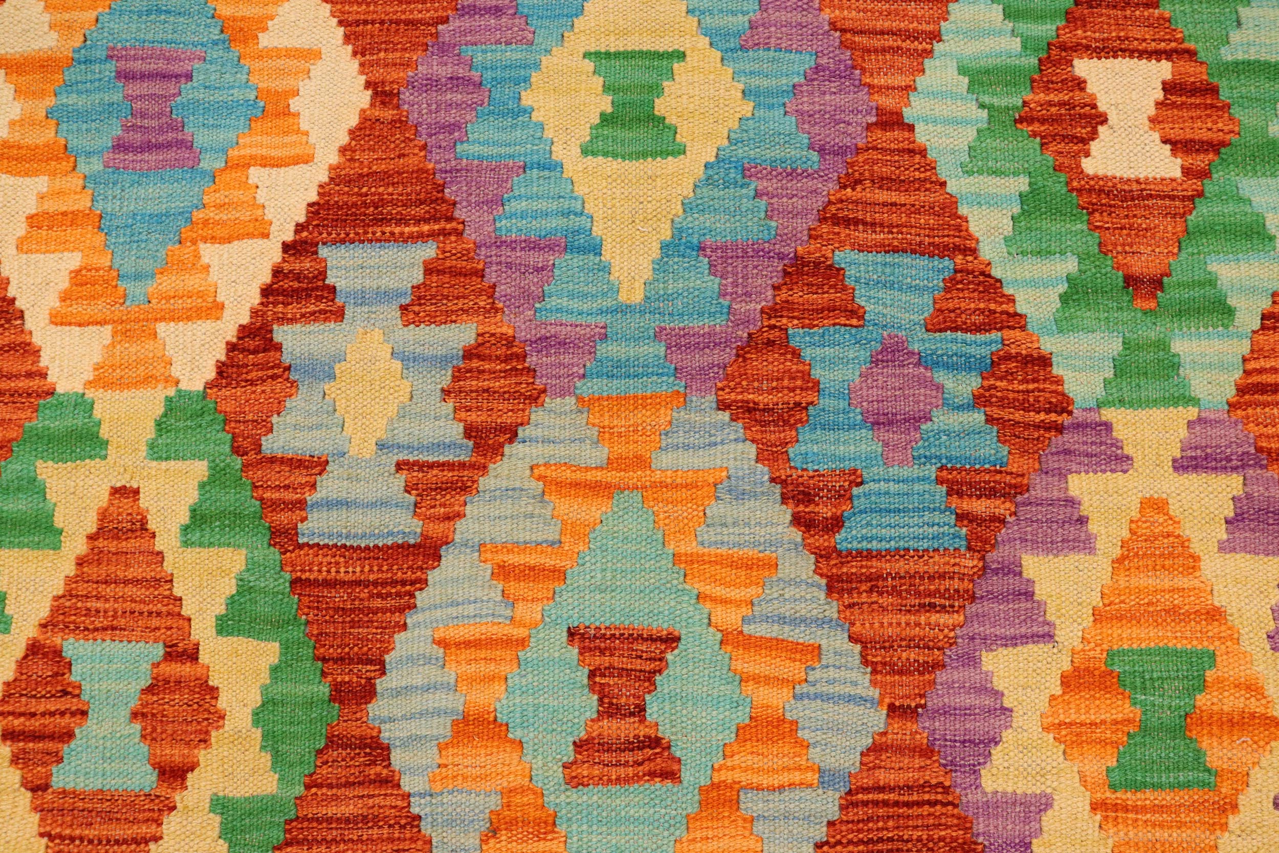 handmade Geometric Kilim Rust Beige Hand-Woven RECTANGLE 100% WOOL area rug 4 x 6