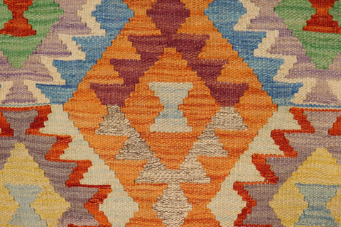 handmade Geometric Kilim Rust Purple Hand-Woven RECTANGLE 100% WOOL area rug 4 x 5