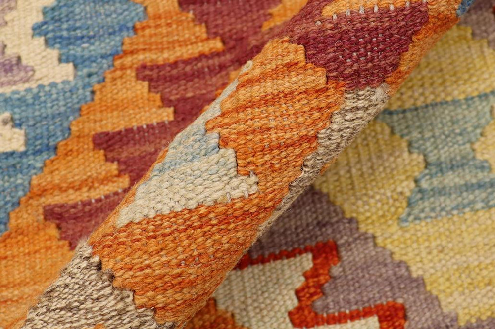 Flat Weave Kilim Antique Navaho Vintage handmade Geometric Kilim Rust Purple Hand-Woven Rectangle 100% Wool Area Rug 4x5 