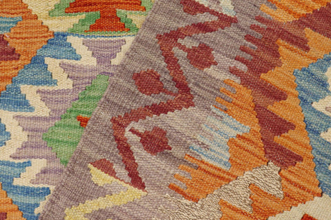 handmade Geometric Kilim Rust Purple Hand-Woven RECTANGLE 100% WOOL area rug 4 x 5