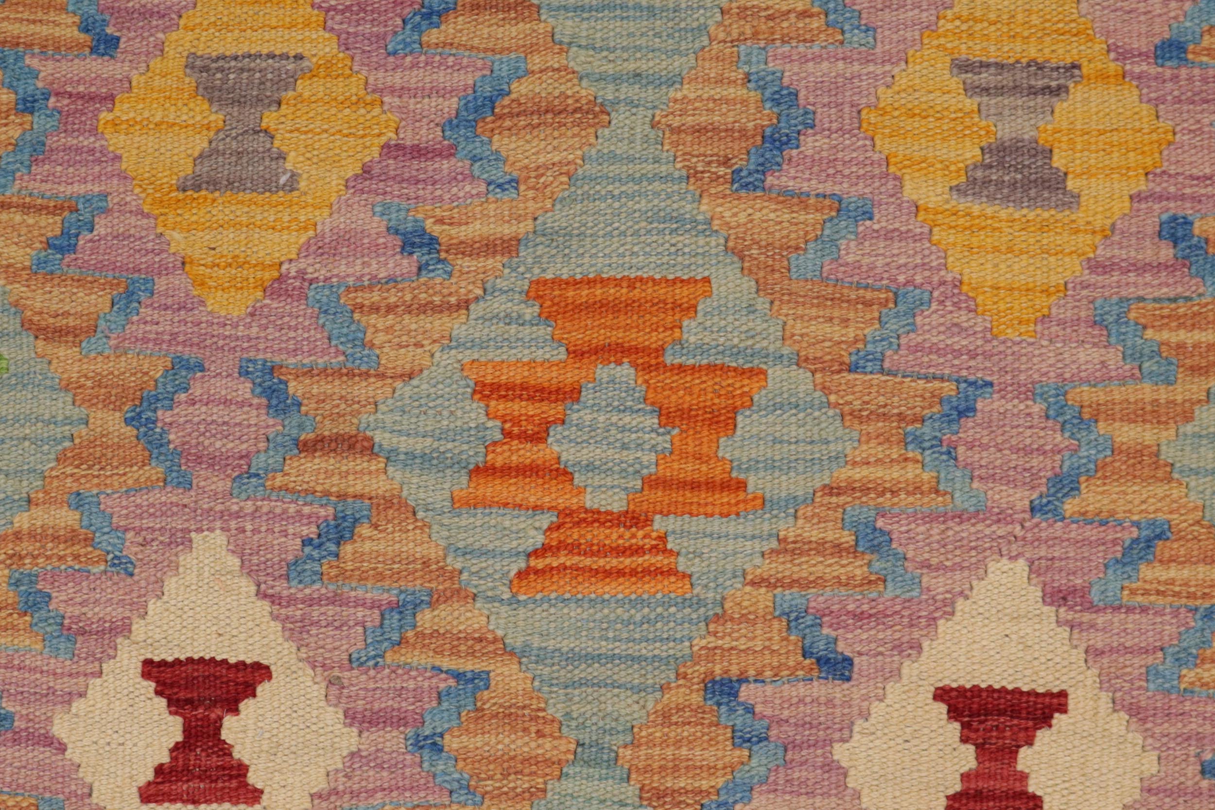 handmade Geometric Kilim Blue Beige Hand-Woven RECTANGLE 100% WOOL area rug 4 x 6