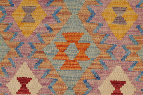 handmade Geometric Kilim Blue Beige Hand-Woven RECTANGLE 100% WOOL area rug 4 x 6