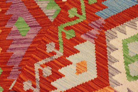 handmade Geometric Kilim Rust Blue Hand-Woven RECTANGLE 100% WOOL area rug 3 x 5