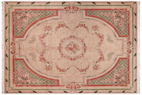 handmade Traditional Abusson Lt. Gray Green Hand Knotted RECTANGLE 100% WOOL area rug 9x12
