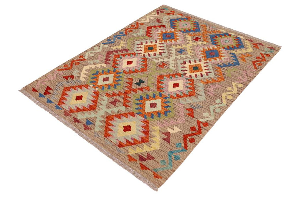 Flat Weave Kilim Antique Navaho Vintage handmade Geometric Kilim Purple Rust Hand-Woven Rectangle 100% Wool Area Rug 3x5 