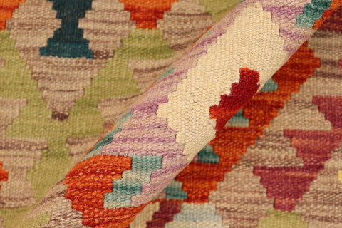 handmade Geometric Kilim Purple Rust Hand-Woven RECTANGLE 100% WOOL area rug 3 x 5