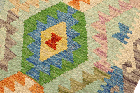 handmade Geometric Kilim Blue Gray Hand-Woven RECTANGLE 100% WOOL area rug 3 x 5