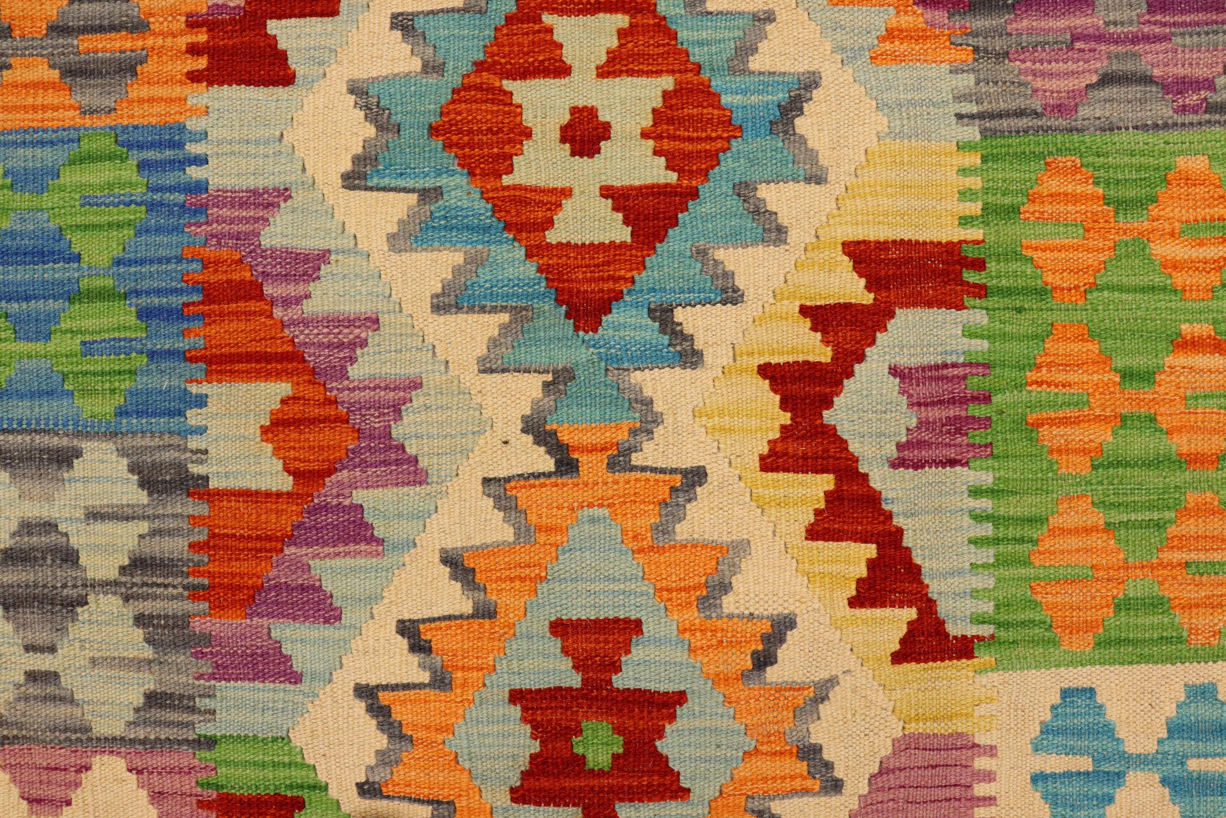 handmade Geometric Kilim Blue Rust Hand-Woven RECTANGLE 100% WOOL area rug 3' x 5'